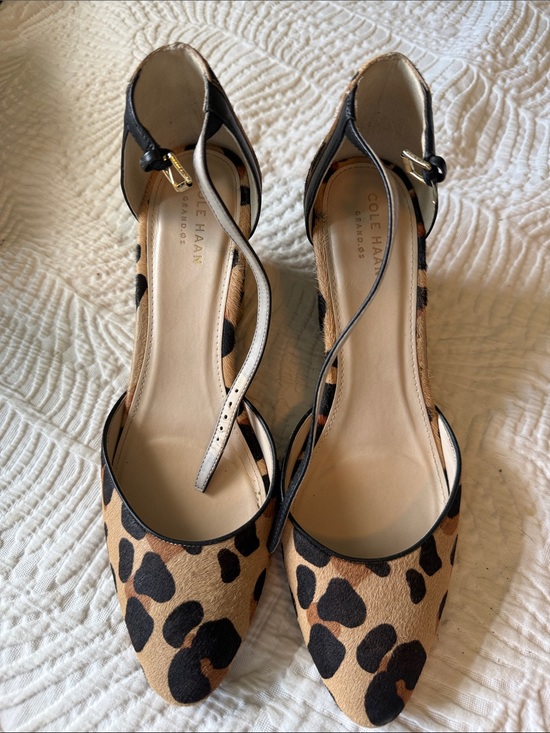 Cole Haan Shoes - Cole Haan Leopard-Print Pointed D'Orsay Flats in Tan and Black